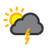 Patchy light rain with thunder