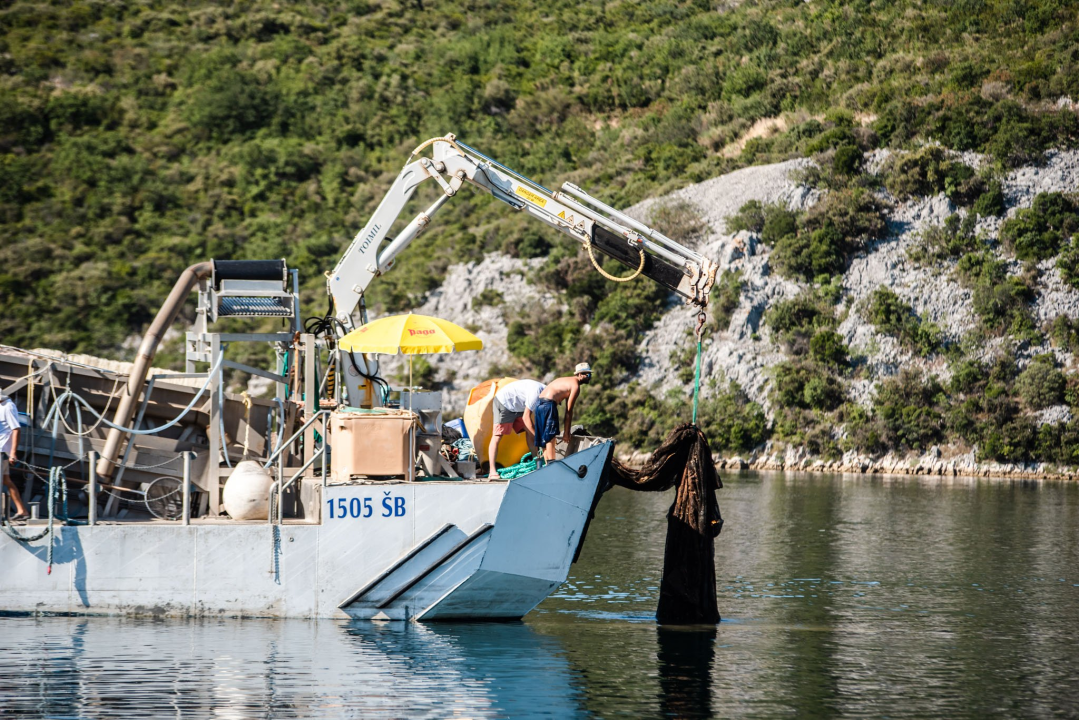 Iz podmorja Šarine drage u Zatonu uklonjeno preko 20 godina staro ribogojilište 