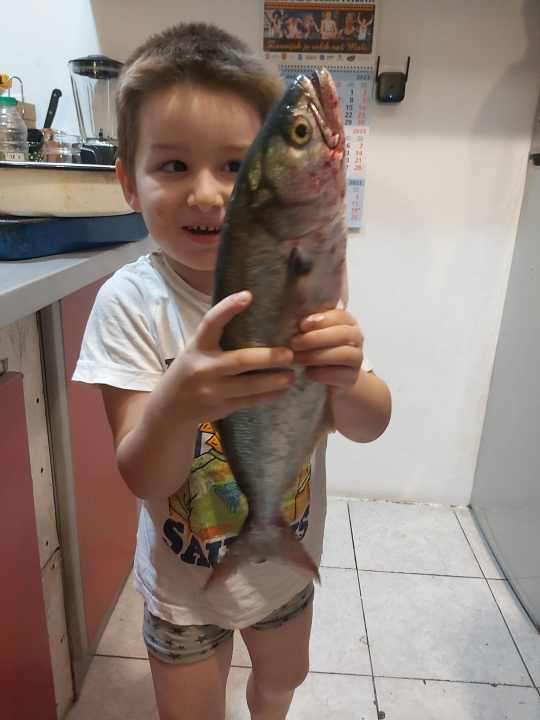 Marko Sablić (11) ulovio u Mandalini rijetku ribu strijelku tešku oko 2,5 kilograma