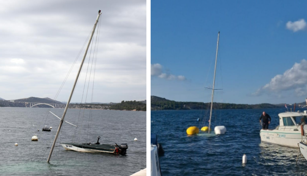 Jedrilica potopljena ispred rive kod katedrale izvučena na površinu