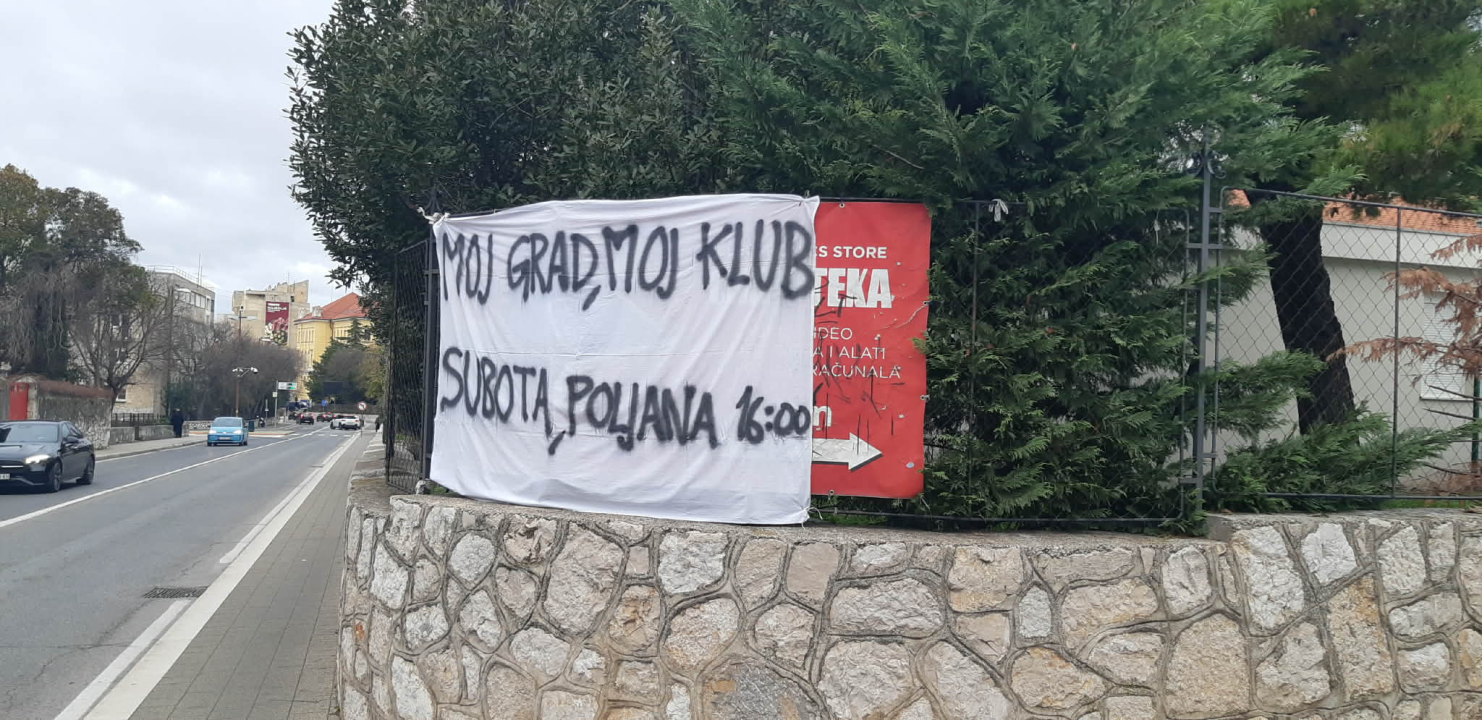 FOTO 'Šibenčani na noge' – Funcuti po gradu izvjesili transparente kojima pozivaju na subotnji mirni skup za spas HNK Šibenika