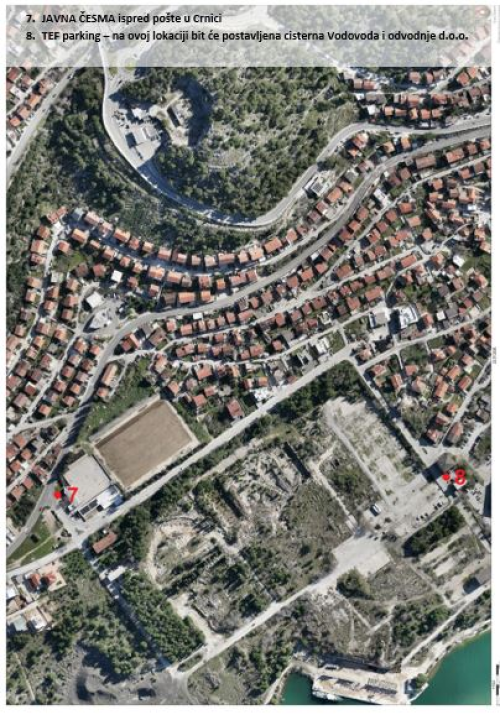 Lokacije punktova s pitkom vodom na dan Thompsonovog koncerta u Šibeniku