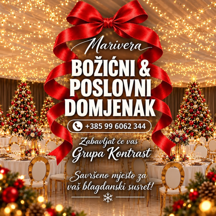 Tražite mjesto za blagdanski domjenak u Šibeniku? Marivera 12. prosinca priprema večer uz Grupu Kontrast!