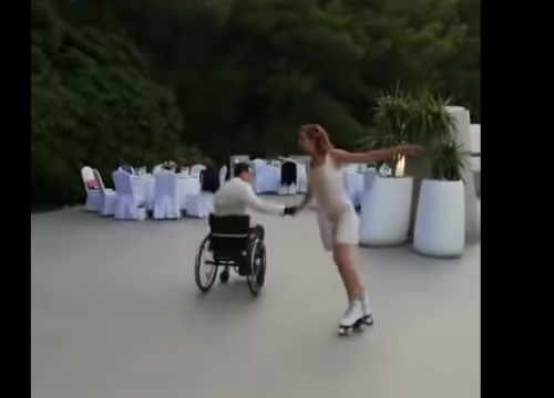 Mladoženja u kolicima, mladenka na rolama: Pogledajte dirljivi prvi ples u Konavlima