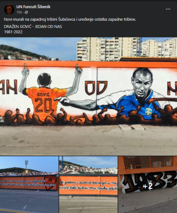 Na zapadnoj tribini Funcuti izradili mural posvećen Draženu Goviću: 'Jedan od nas'   