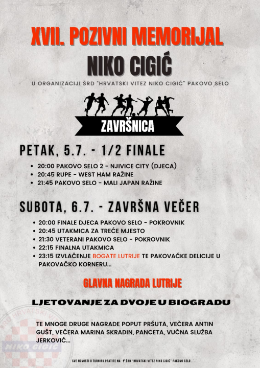 U petak i subotu navečer završnica turnira u Pakovu Selu