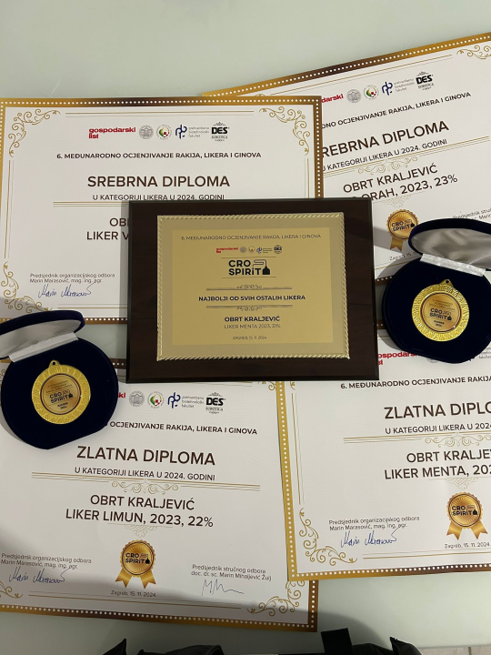 Destilerija Kraljević osvojila po dva zlata i srebra na prestižnom međunarodnom natjecanju za likere 