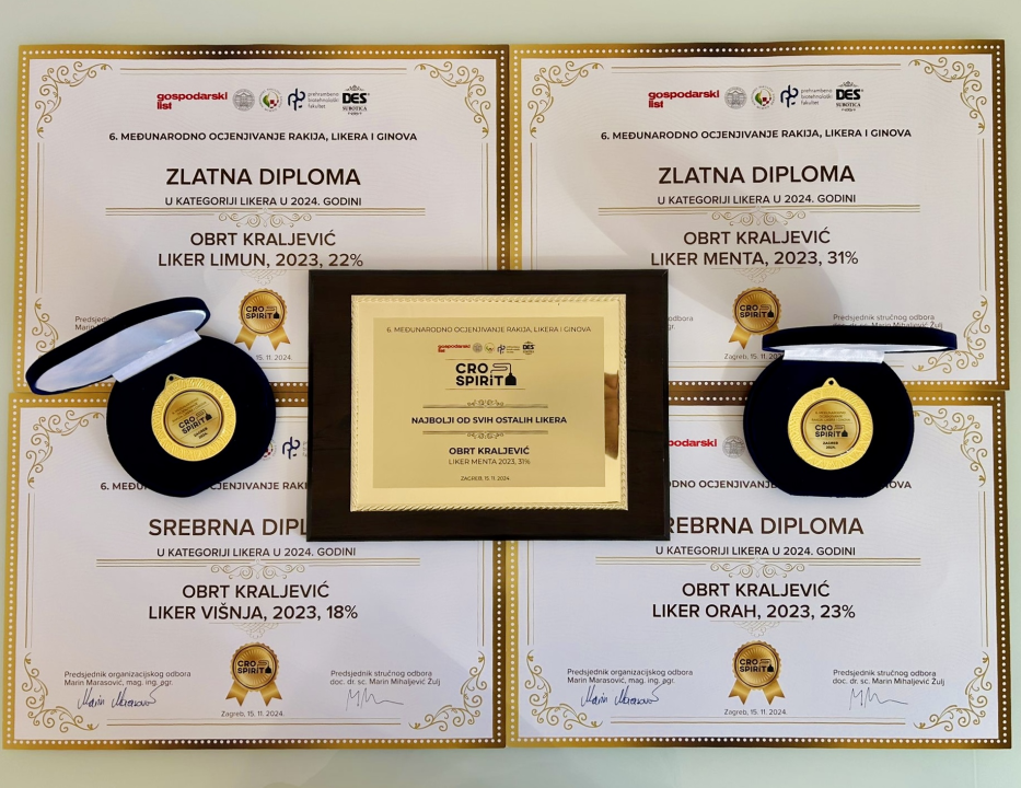 Destilerija Kraljević osvojila po dva zlata i srebra na prestižnom međunarodnom natjecanju za likere 