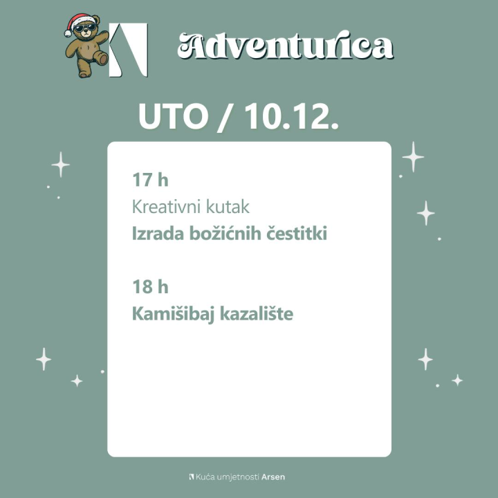 Kreće Adventurica: Radionice, predstave i igre za najmlađe u Kući umjetnosti Arsen