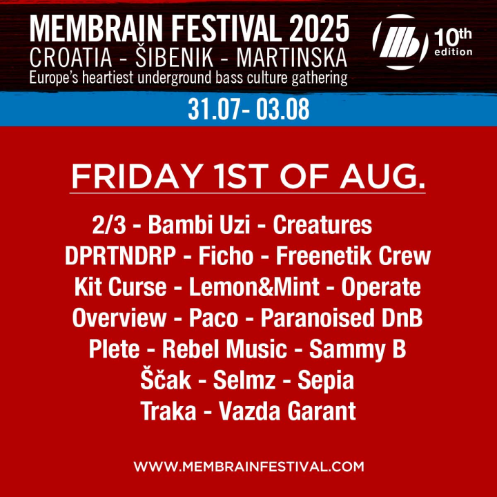Jubilarni 10. Membrain Festival: Četiri dana na Martinskoj, više od 80 Dj-eva i izvođača iz cijele Europe