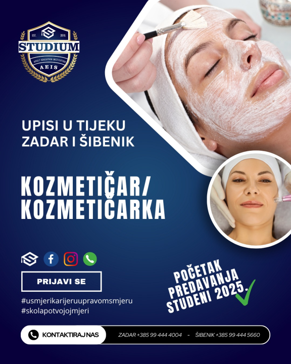 FOTO Do stabilnog zaposlenja uz program za kozmetičara i fizioterapeutskog tehničara na Učilištu Studium Šibenik!