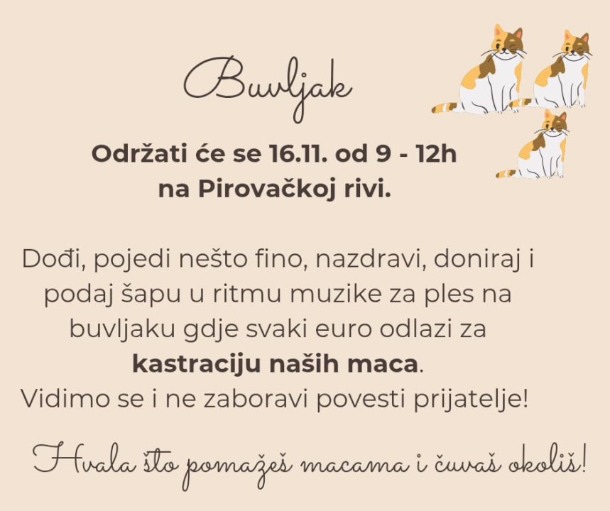 Donacijom stvari podržite kastraciju pirovačkih mačaka