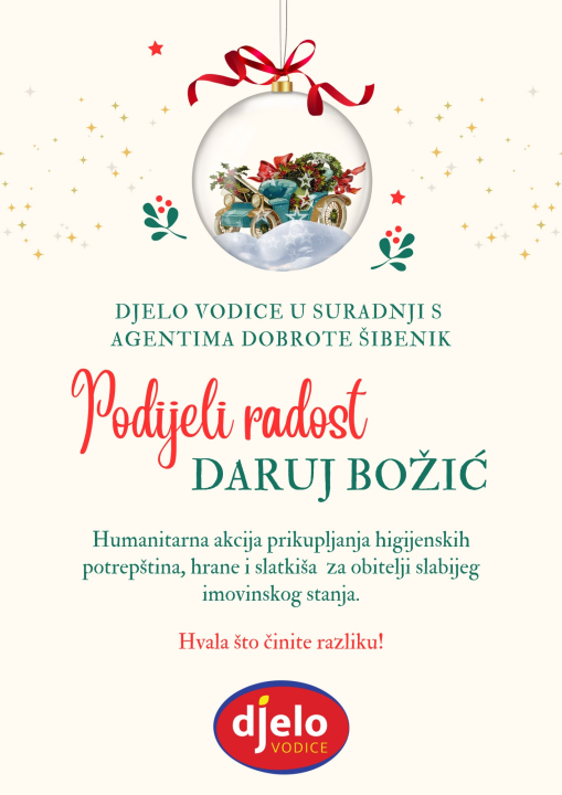 Djelo Vodice pokreće božićnu humanitarnu akciju 'Podijeli radost, daruj Božić'