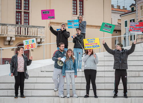 Na Poljani 'prosvjed' osoba s invaliditetom: Snimanje završne scene filma u sklopu projekta 'Hoću posao'