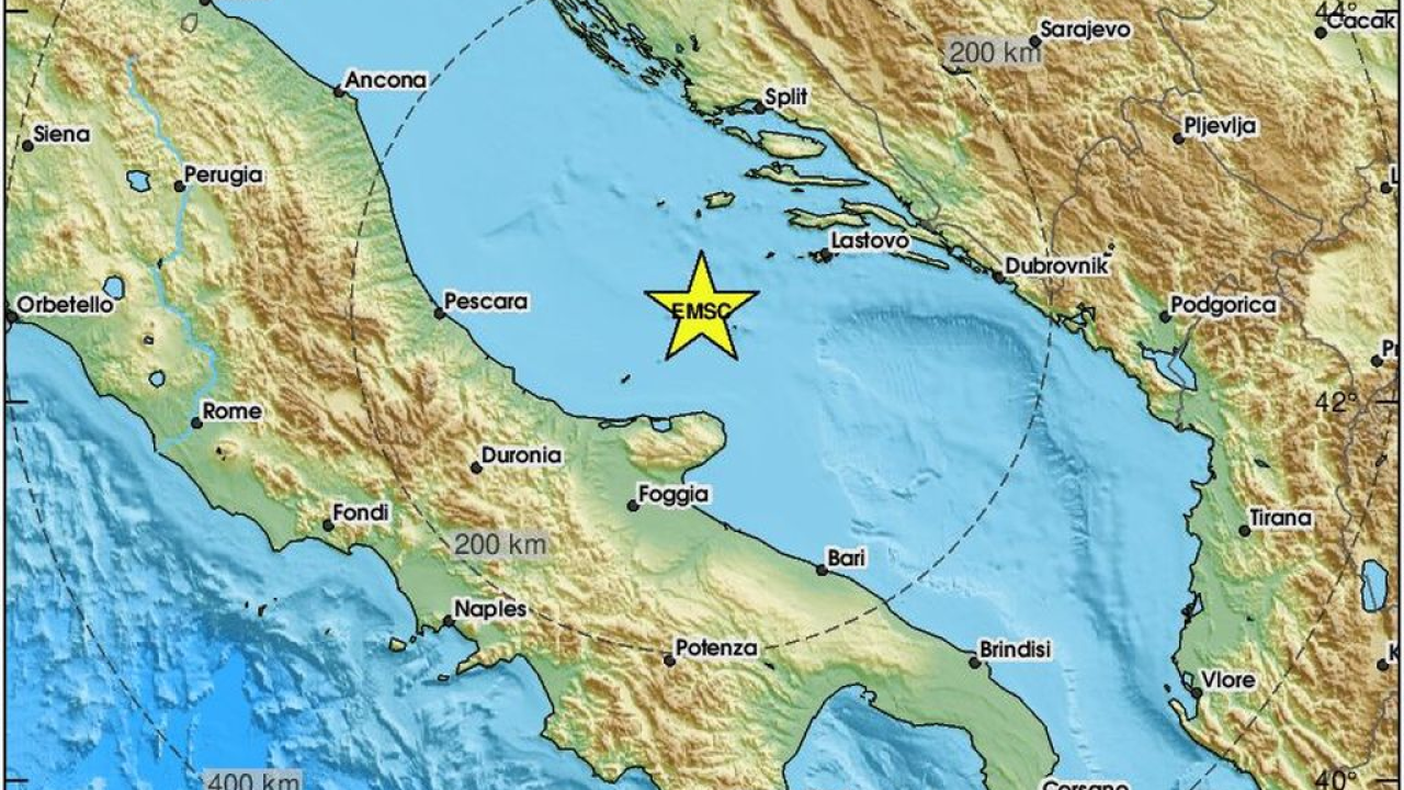 Potres u Jadranskom moru magnitude 3,3