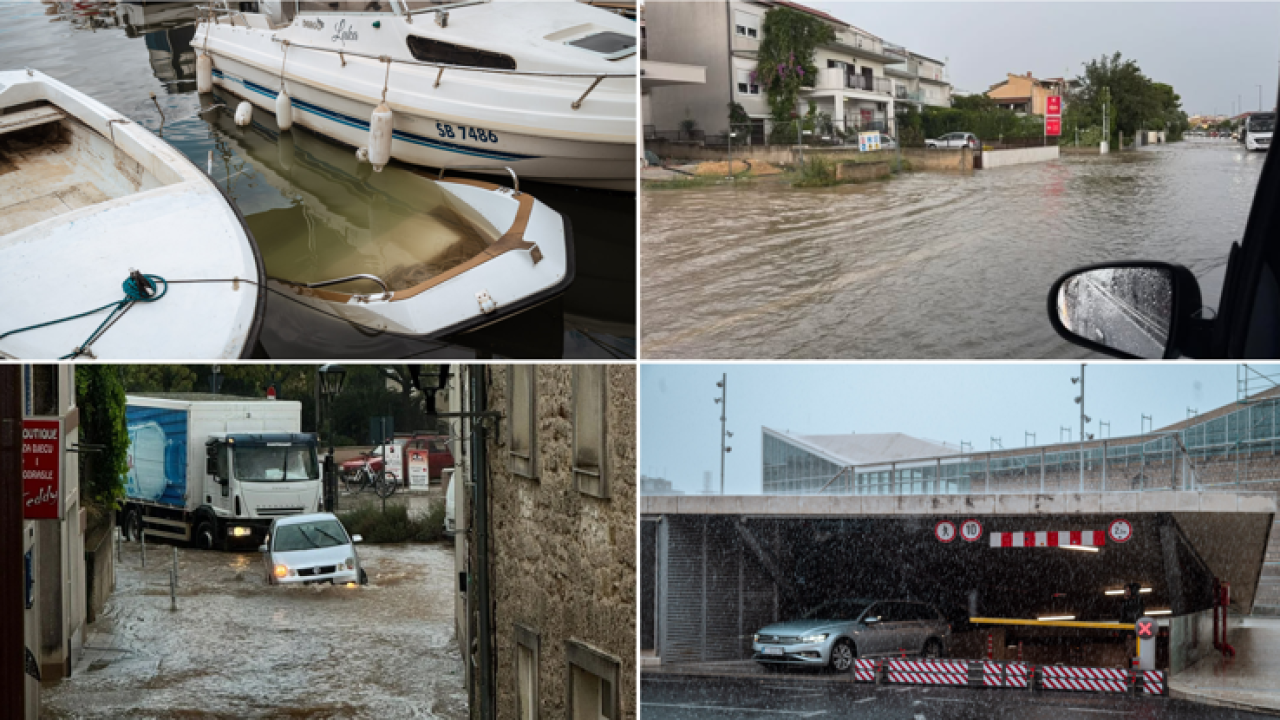 Nevrijeme najviše problema izazvalo u Vodicama, poplavile ceste i parkirališta diljem Šibenika i okolice